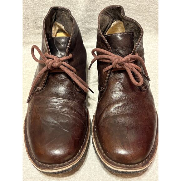 UGG Leighton Men’s Size 11 Crinkly Brown Leather Chukka Boots PLZ READ - Picture 2 of 16